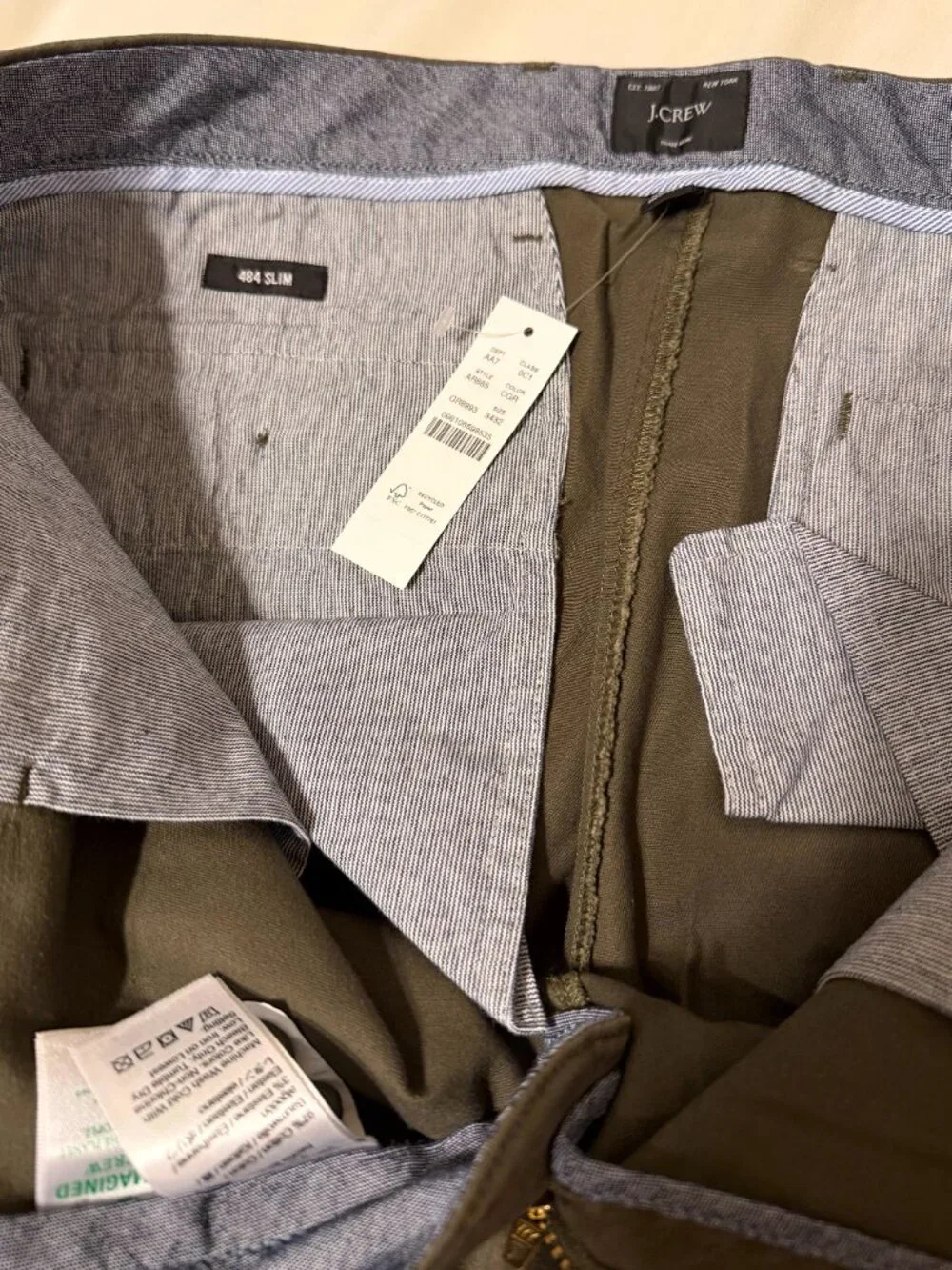 J. Crew 484 Slim Fit Chino in Olive/Khaki
